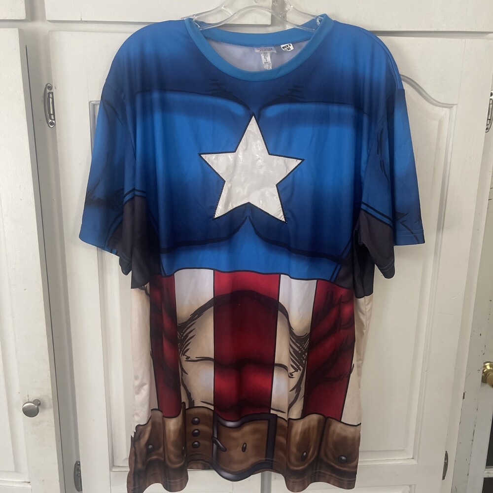 Captain America Marvel Costume Short Sleeve T-Shirt Boys Large / Extra Large